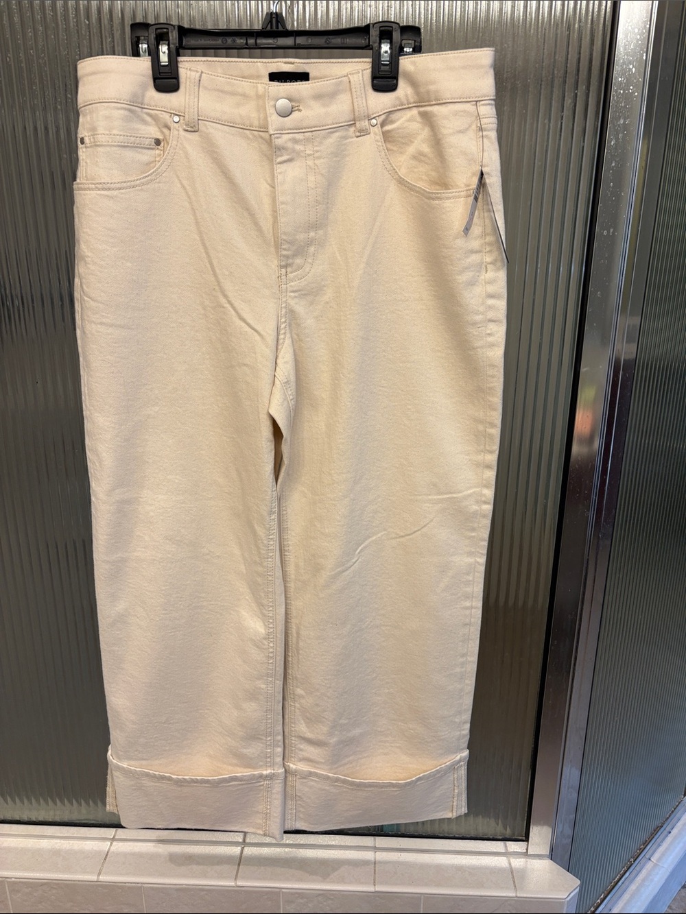 Talbots Cream High-Rise Wide-Leg Jeans.  Ankle length